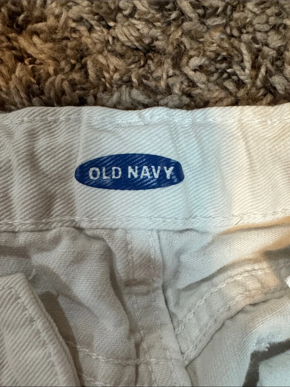 Old Navy Cream Girls' Denim Roll-Hem Shorts